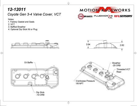 Motion Raceworks Billet Gen 3/Gen 4 Coyote Valve Covers