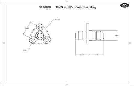 -6AN Flanged Bolt in Pass Thru Bulkhead Fitting by Fluidworks-Fluidworks-Motion Raceworks