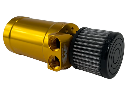 Motion Raceworks Top Loader Billet Oil Catch Can Gold Anodized ( Dual 10 AN Port ) 32-100GLD-Motion Raceworks-Motion Raceworks