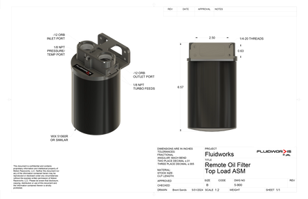 Fluidworks Remote Oil Filter- Top Load-Fluidworks-Motion Raceworks