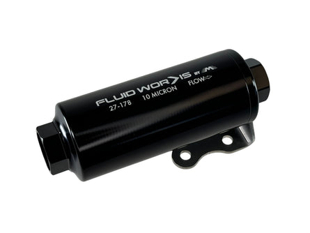Fluidworks 6GPM Compact 10ORB Post Fuel Filter w/ Mount (10 Micron) - Motion Raceworks