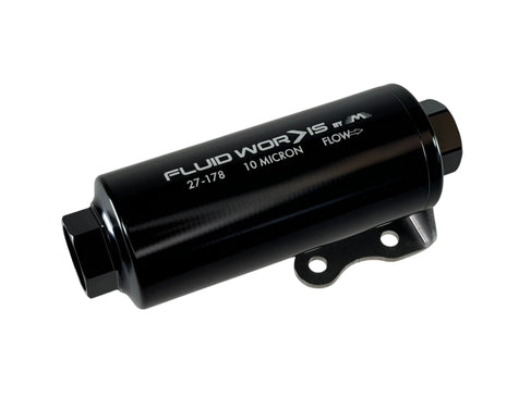 Fluidworks 6GPM Compact 10ORB Post Fuel Filter w/ Mount (10 Micron) - Motion Raceworks