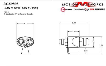 Parallel Billet Y Block w/ bracket 8ORB / (2) 6 ORB - Motion Raceworks