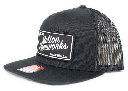 Motion Heritage Flat Bill Hat Black/Black Snapback - Motion Raceworks