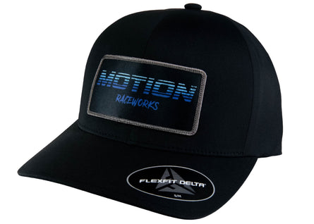Black w/ Blue Fade Patch Delta Flex Fit Hat - Motion Raceworks