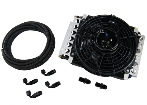 Aftermarket Powerglide DERALE Trans Cooler Kit w/ Fan & Fragola Lines/Fittings-Kit-Motion Raceworks