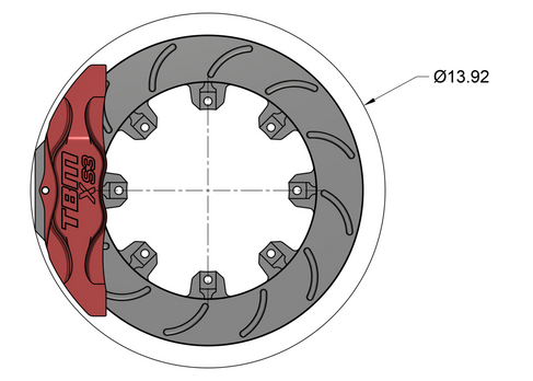 15-23 Dodge Challenger XS3 Front Extreme Street Brake Kit (Performance Brake RWD Models) - Motion Raceworks