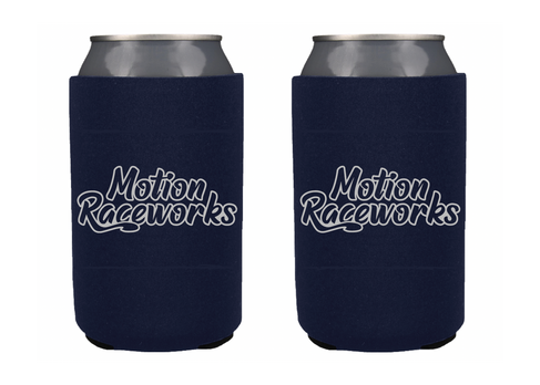 Navy Blue Motion Logo Retro Koozie - Motion Raceworks