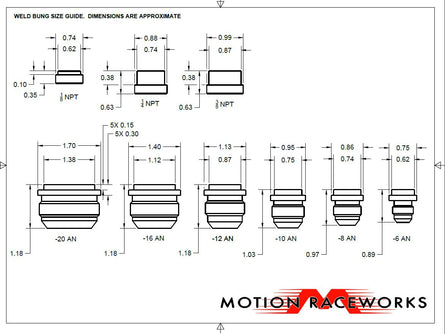 -20 AN Weld Bung Aluminum 34-40020-Motion Raceworks-Motion Raceworks