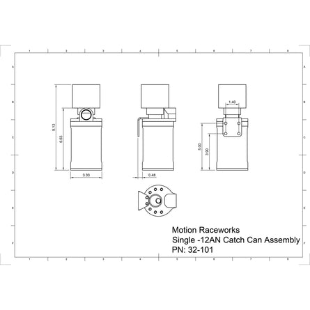 Motion Raceworks Top Loader Billet Oil Catch Can ( Single 12 AN Port ) 32-101-Motion Raceworks-Motion Raceworks