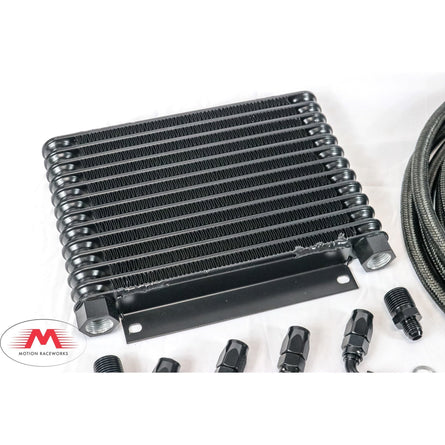 GM TH350, TH400, 700R4, 4L60E DERALE Trans Cooler Kit w/ Fragola Lines/Fittings-Kit-Motion Raceworks