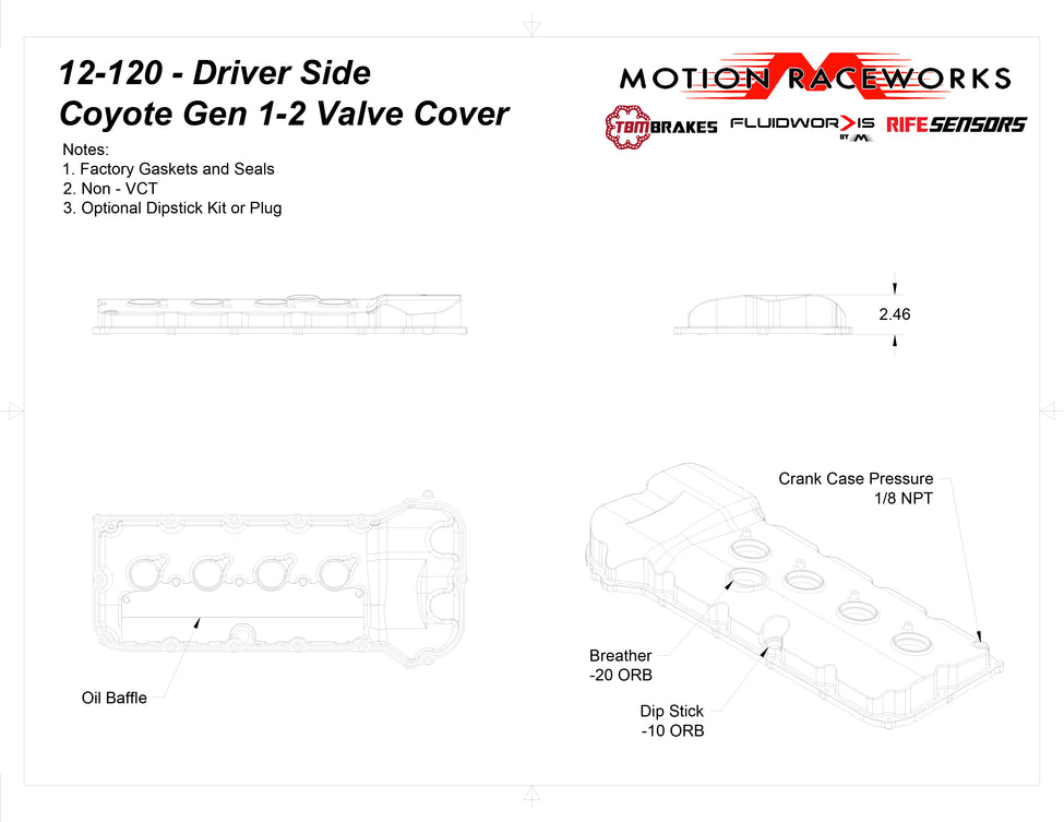 Motion Raceworks Billet Coyote Valve Covers Gen 1/2 VCT delete