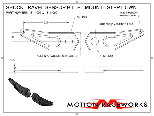 Billet Shock Travel Sensor Mount Angled Right 13-14002-Motion Raceworks-Motion Raceworks