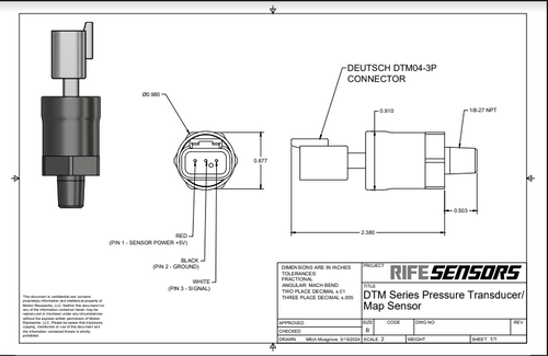 RIFE 300 PSI DTM Series Pressure Sensor Transducer 1/8" NPT-RIFE-Motion Raceworks