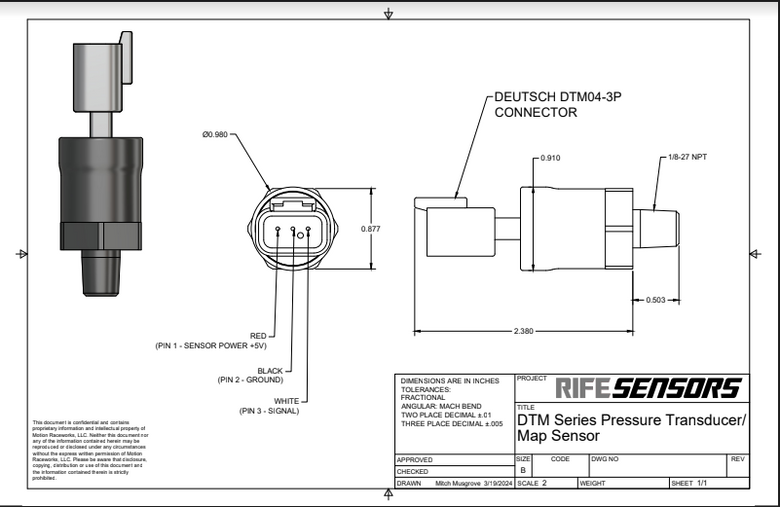 RIFE 4 Bar DTM Series MAP Sensor 1/8