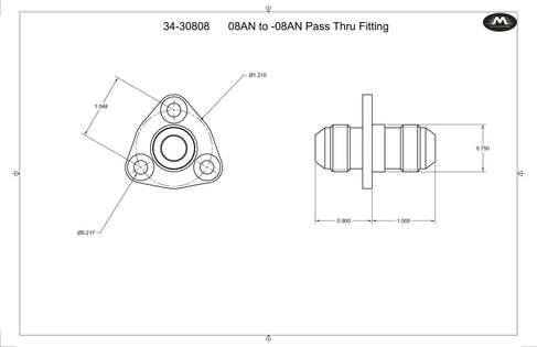 -8AN Flanged Bolt in Pass Thru Bulkhead Fitting by Fluidworks-Fluidworks-Motion Raceworks