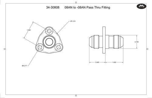 -8AN Flanged Bolt in Pass Thru Bulkhead Fitting by Fluidworks-Fluidworks-Motion Raceworks