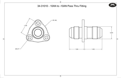 -10AN Flanged Bolt in Pass Thru Bulkhead Fitting by Fluidworks-Fluidworks-Motion Raceworks