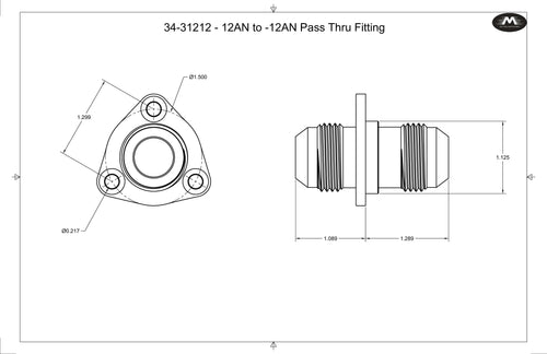 -12AN Flanged Bolt in Pass Thru Bulkhead Fitting by Fluidworks-Fluidworks-Motion Raceworks