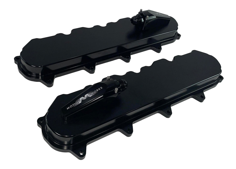 Motion Performance Rear End Cover Gen V LT Race Black Anodized Billet Valve Covers w/ Motion Quick Relea ...
