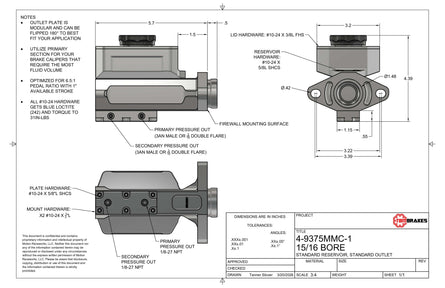 1993-02 Camaro / Firebird 4th Gen F-Body TBM Modular 15/16" Bore Billet Master Cylinder Conversion Kit - Motion Raceworks