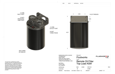 Fluidworks Remote Oil Filter- Top Load-Fluidworks-Motion Raceworks