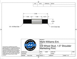 5/8" Steel Wheel Stud Kit 3.5" Long / 1.5" shoulder (No Lugnuts)