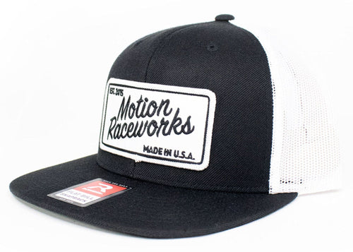 Motion Heritage Flat Bill Hat Black/White Snapback – Motion Raceworks