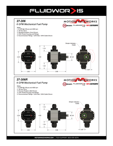 Fluidworks 6 GPM Mechanical  Fuel Pump - Motion Raceworks
