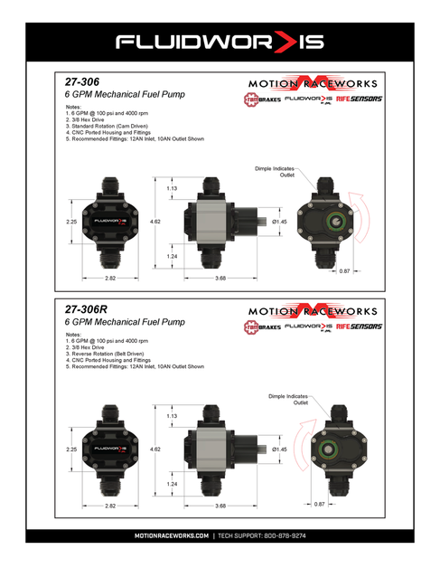 Fluidworks 6 GPM Mechanical  Fuel Pump - Motion Raceworks