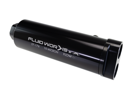 Fluidworks Dual Outlet 32GPM Post Fuel Filter w/ Mount (10 Micron) 27-176 - Motion Raceworks
