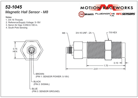 RIFE Magnetic Crank Trigger Hall Effect Sensor M8 - Motion Raceworks