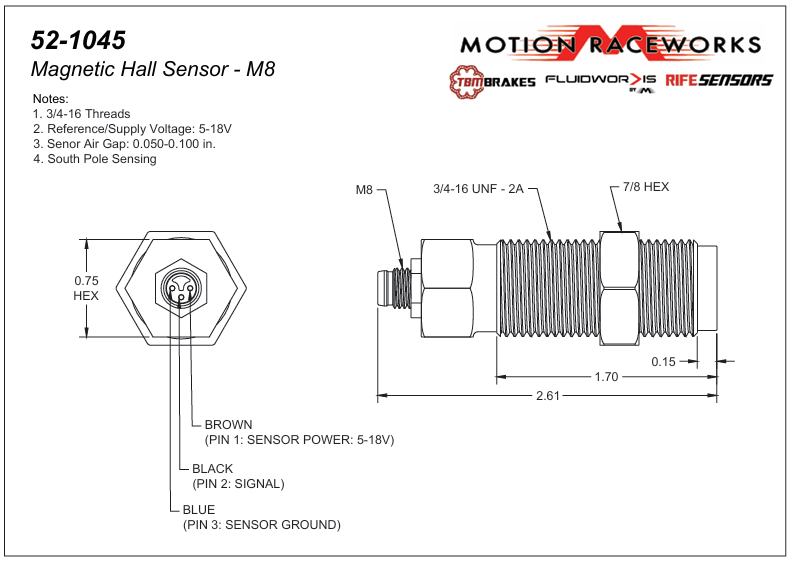 RIFE Magnetic Crank Trigger Hall Effect Sensor M8 – Motion Raceworks