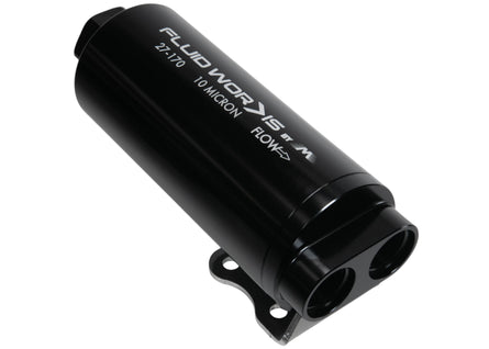 Fluidworks Dual Outlet 12GPM Post Fuel Filter w/ Mount (10 Micron) - Motion Raceworks