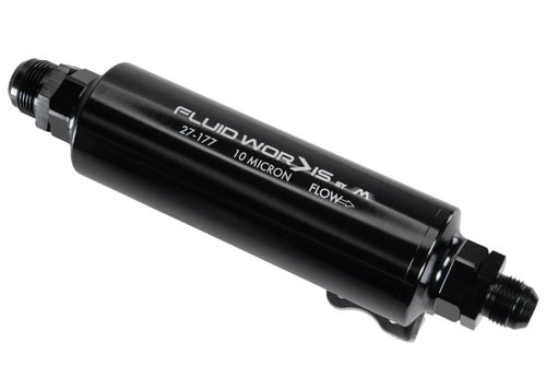 Fluidworks Single Outlet -16AN / Single -16AN Inlet Fuel Post Filter w/ mount (10 Micron) 27-177-Fluidworks-Motion Raceworks