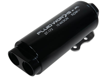 Fluidworks Dual Inlet 12GPM Post Fuel Filter w/ Mount (10 micron) - Motion Raceworks