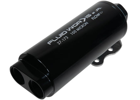 Fluidworks Dual Inlet 12GPM Pre Fuel Filter w/ Mount (100 Micron) - Motion Raceworks