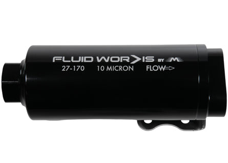 Fluidworks Dual Outlet 12GPM Post Fuel Filter w/ Mount (10 Micron) - Motion Raceworks