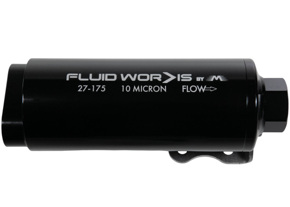 Fluidworks Dual Inlet 12GPM Post Fuel Filter w/ Mount (10 micron) - Motion Raceworks