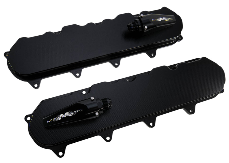 Motion Performance Rear End Cover Gen V LT Race Black Anodized Billet Valve Covers w/ Motion Quick Relea ...