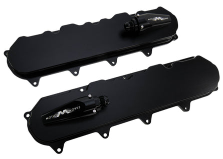 Gen V LT Race Black Anodized Billet Valve Covers w/ Motion Quick Release Breathers - Motion Raceworks