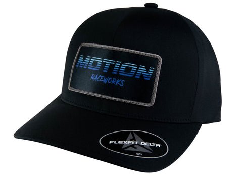 Black w/ Blue Fade Patch Delta Flex Fit Hat – Motion Raceworks