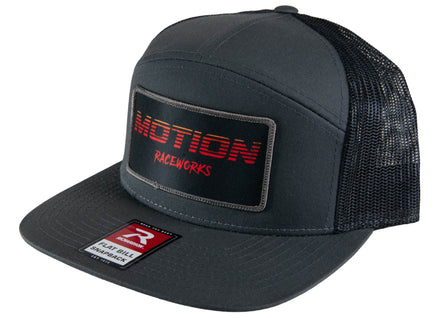 Gray/Black Flat Bill Snapback w/ Red Fade Retro Patch - Motion Raceworks