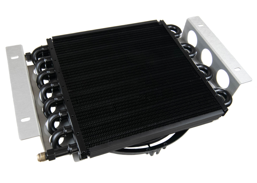 GM 6L80E/8L90E DERALE Trans Cooler Kit w/Fan & Fragola Lines/Fittings