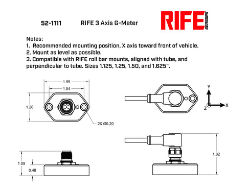 RIFE 4G 3 Axis G-Meter Accelerometer w/ Cable 52-1111 - Motion Raceworks