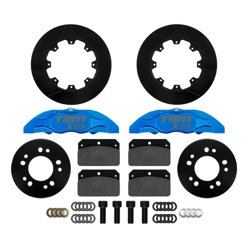 Rear XS3 Extreme Street Brake Kit (GM 10/12 Bolt C Clip Eliminator) - Motion Raceworks