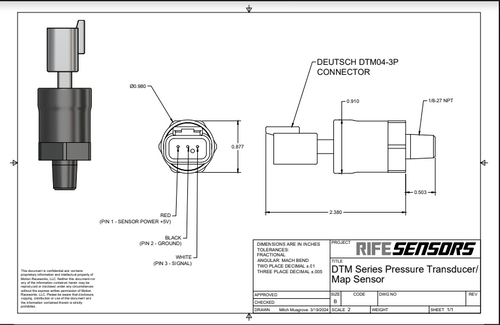 RIFE 1 Bar DTM Series MAP / Pan Vac Sensor 1/8" NPT-RIFE-Motion Raceworks