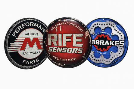 Motion Companies 12" Stamped Metal Sign Set (Buy all 3) - Motion Raceworks