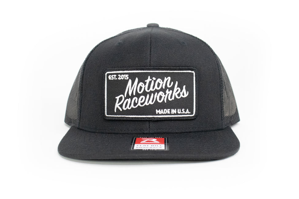 Motion Heritage Flat Bill Hat Black/Black Snapback – Motion Raceworks