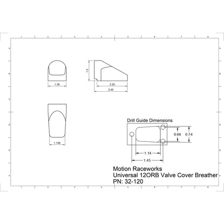 Motion Raceworks Billet Valve Cover Breather / Oil Drain Billet (Single) 32-120-S-Motion Raceworks-Motion Raceworks